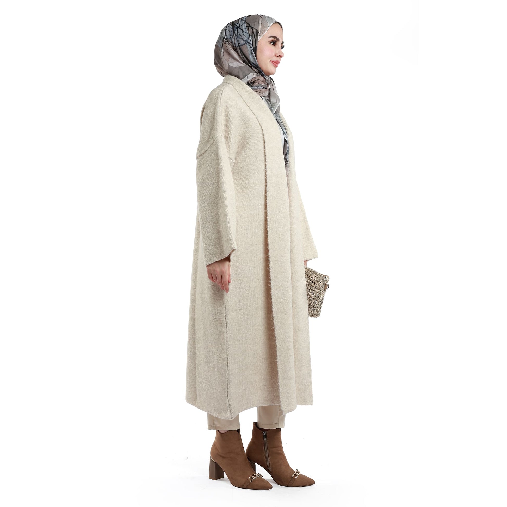 Shawl Collar Long Knit Cardigan
