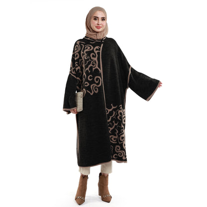 Relaxed Stand Collar Poncho Knit Cardigan