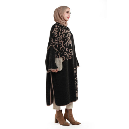 Relaxed Stand Collar Poncho Knit Cardigan
