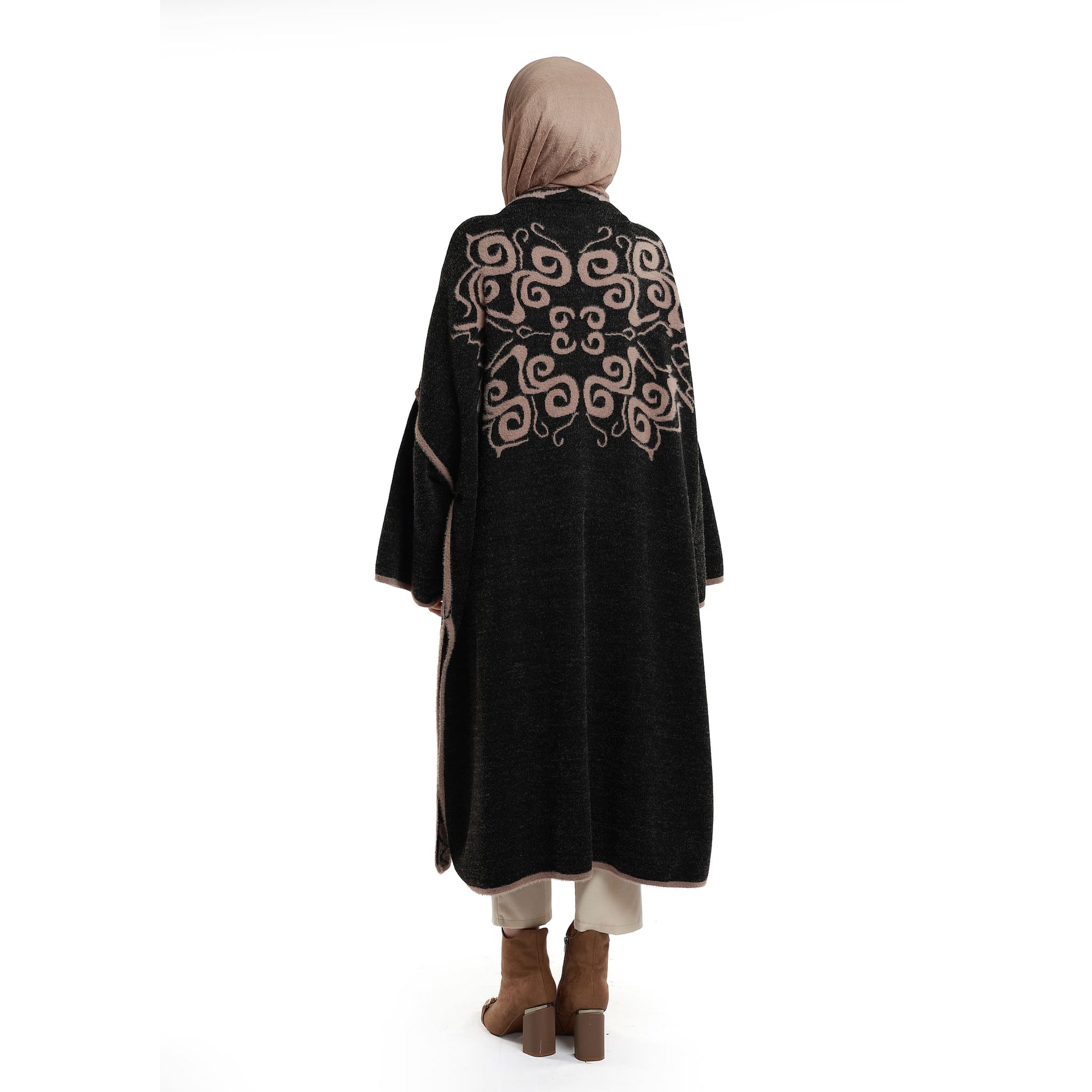 Relaxed Stand Collar Poncho Knit Cardigan
