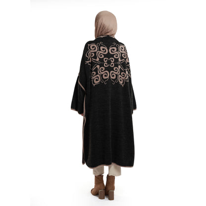 Relaxed Stand Collar Poncho Knit Cardigan