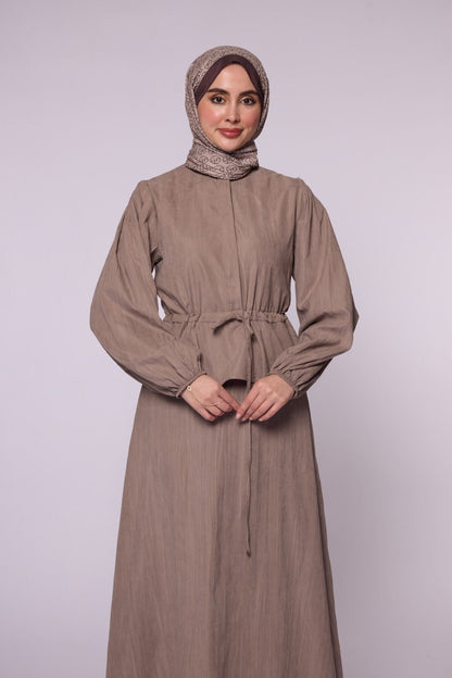 Gathered Waist Belted Skirt Set