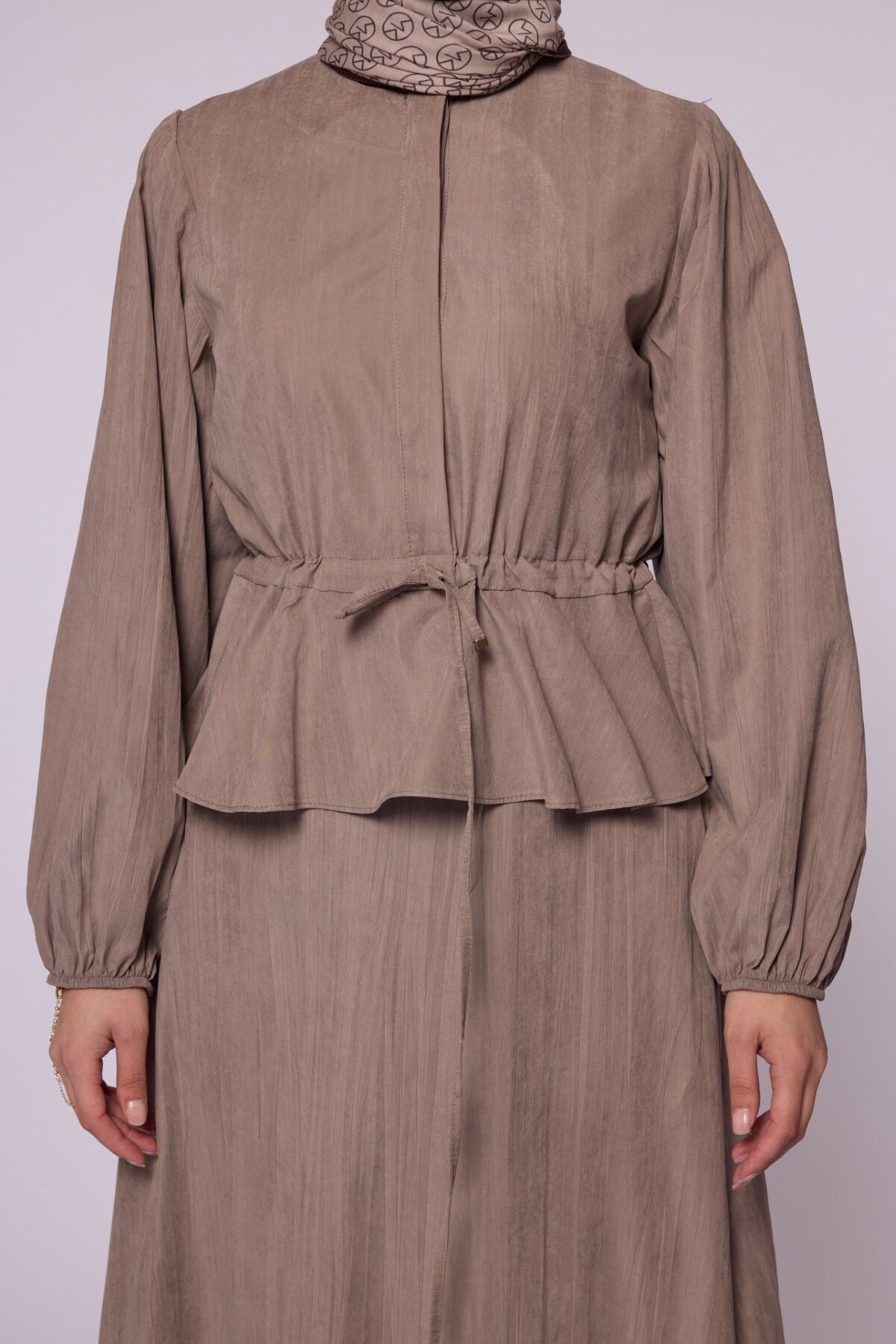 Gathered Waist Belted Skirt Set