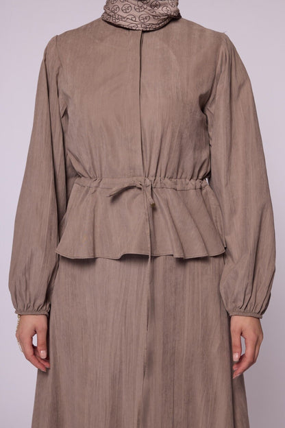 Gathered Waist Belted Skirt Set