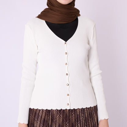 Shiny Button Ribbed Knit Bodysuit Cardigan Design