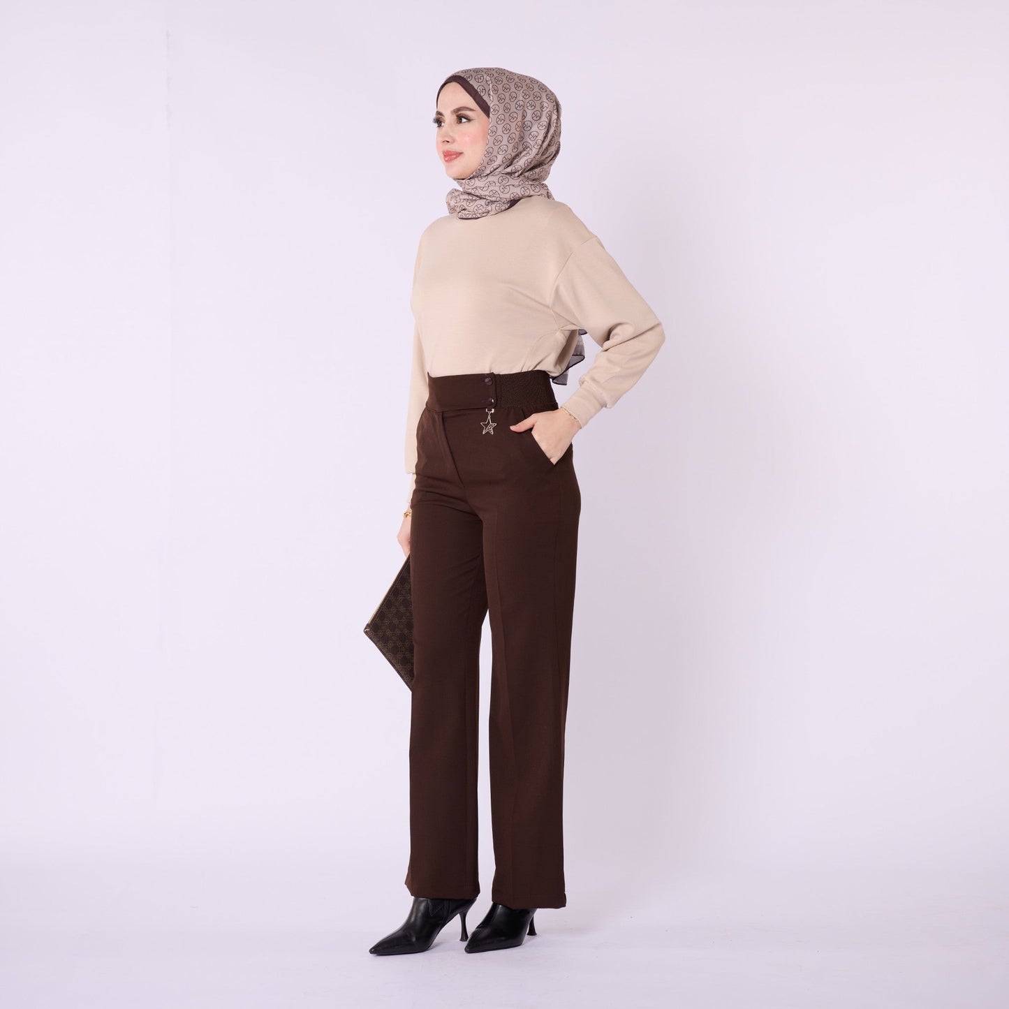 Wide Leg Pants With Accessory Detail