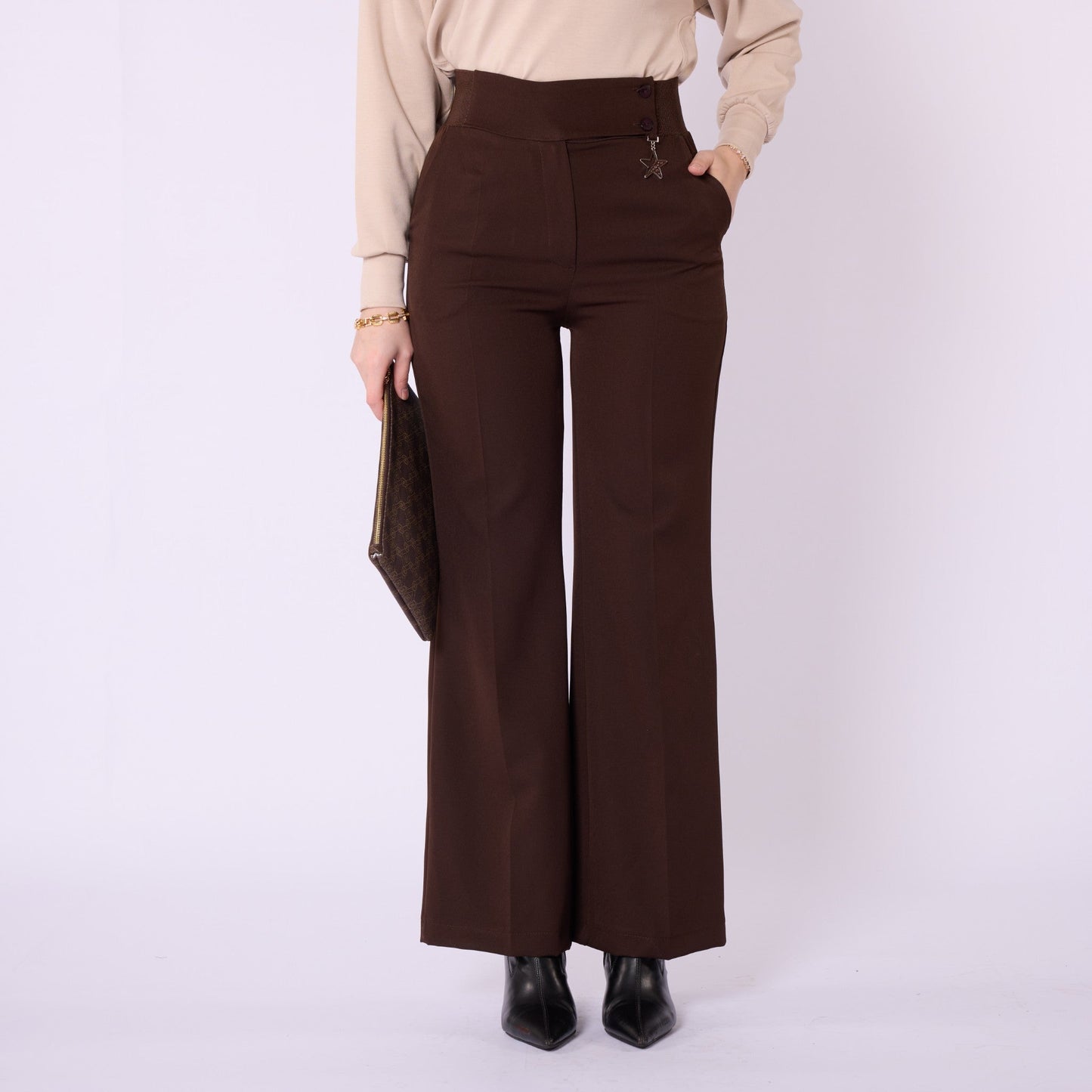 Wide Leg Pants With Accessory Detail