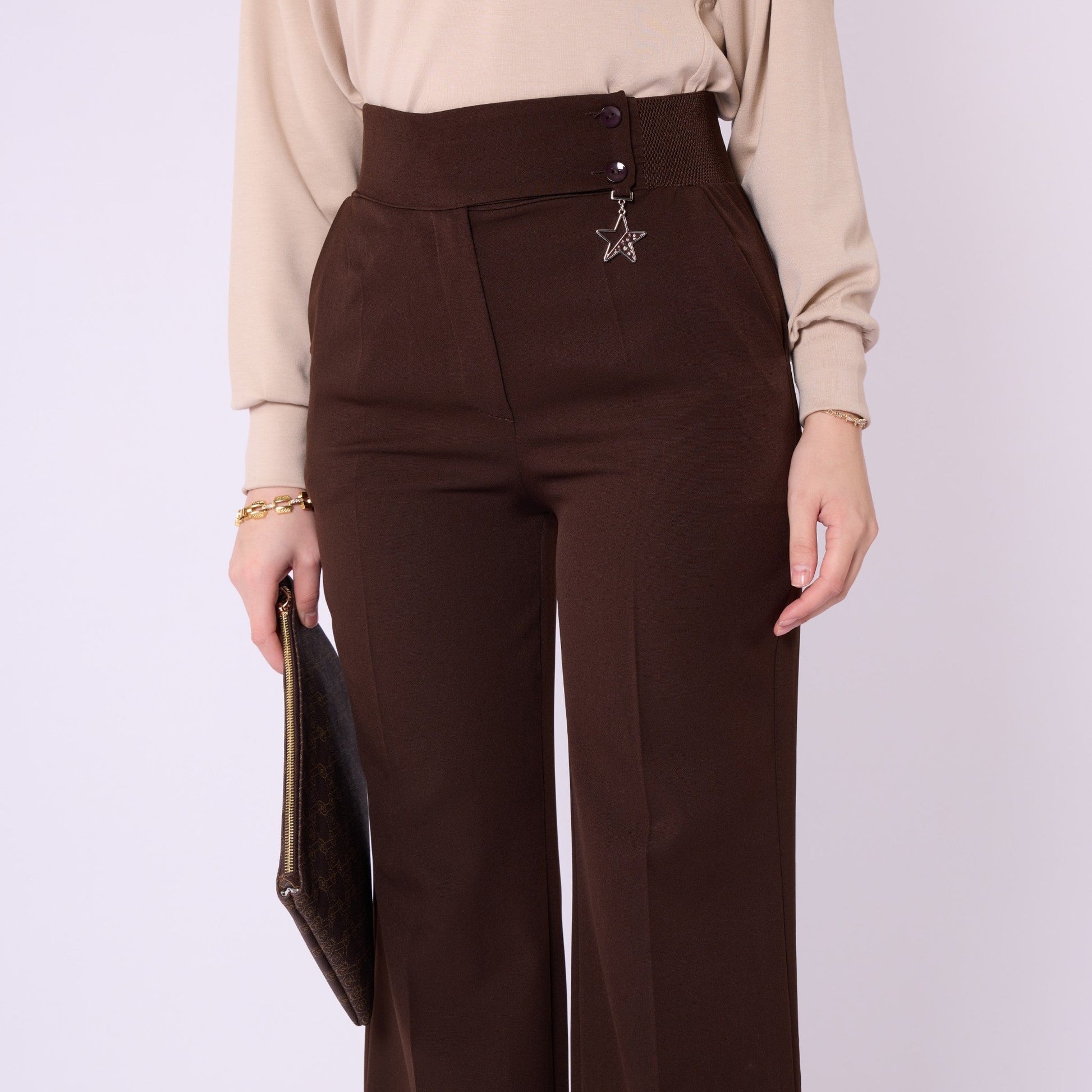 Wide Leg Pants With Accessory Detail