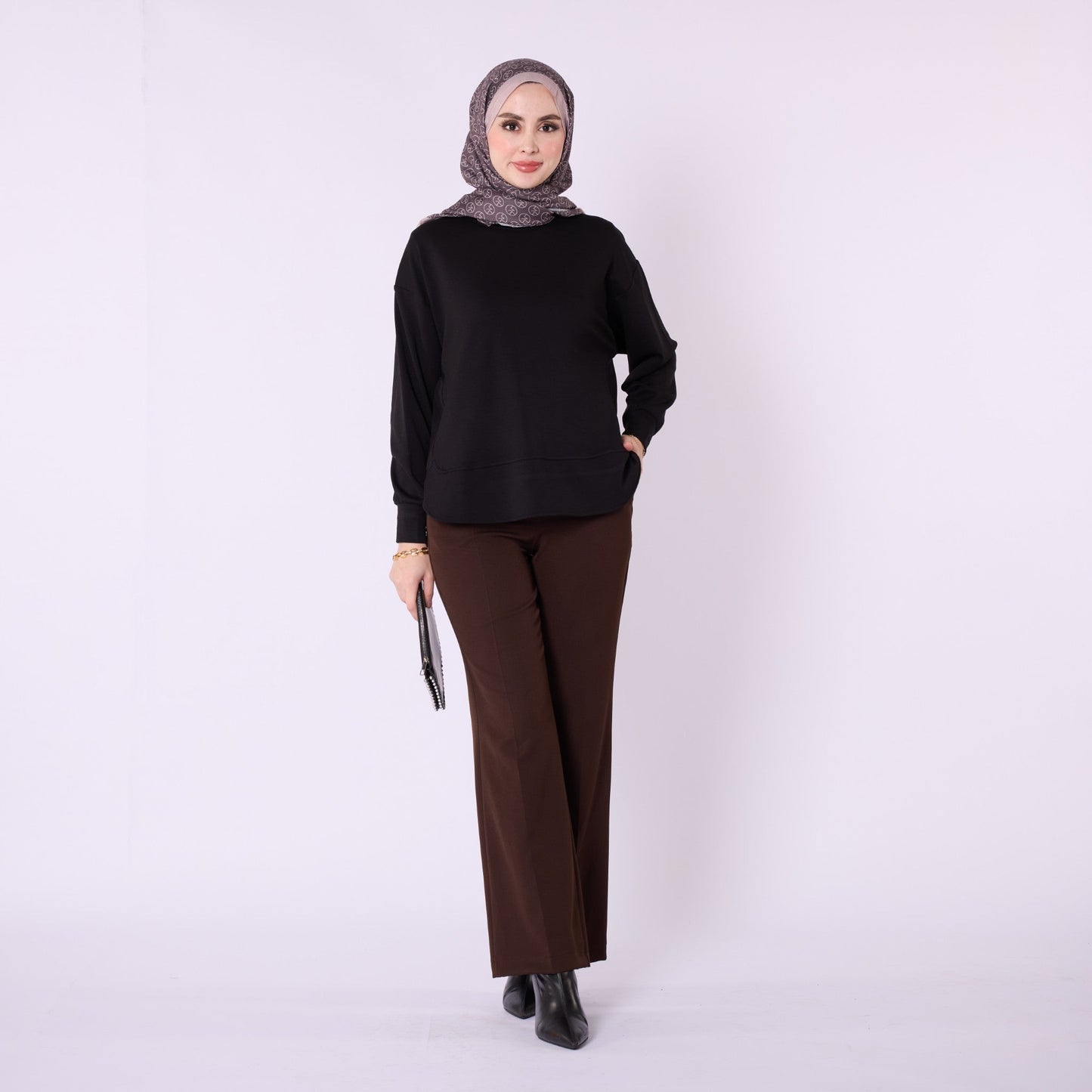 Relaxed Fit Crew Neck Plain Tunic