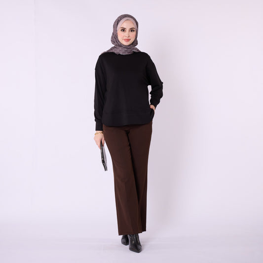 Relaxed Fit Crew Neck Plain Tunic