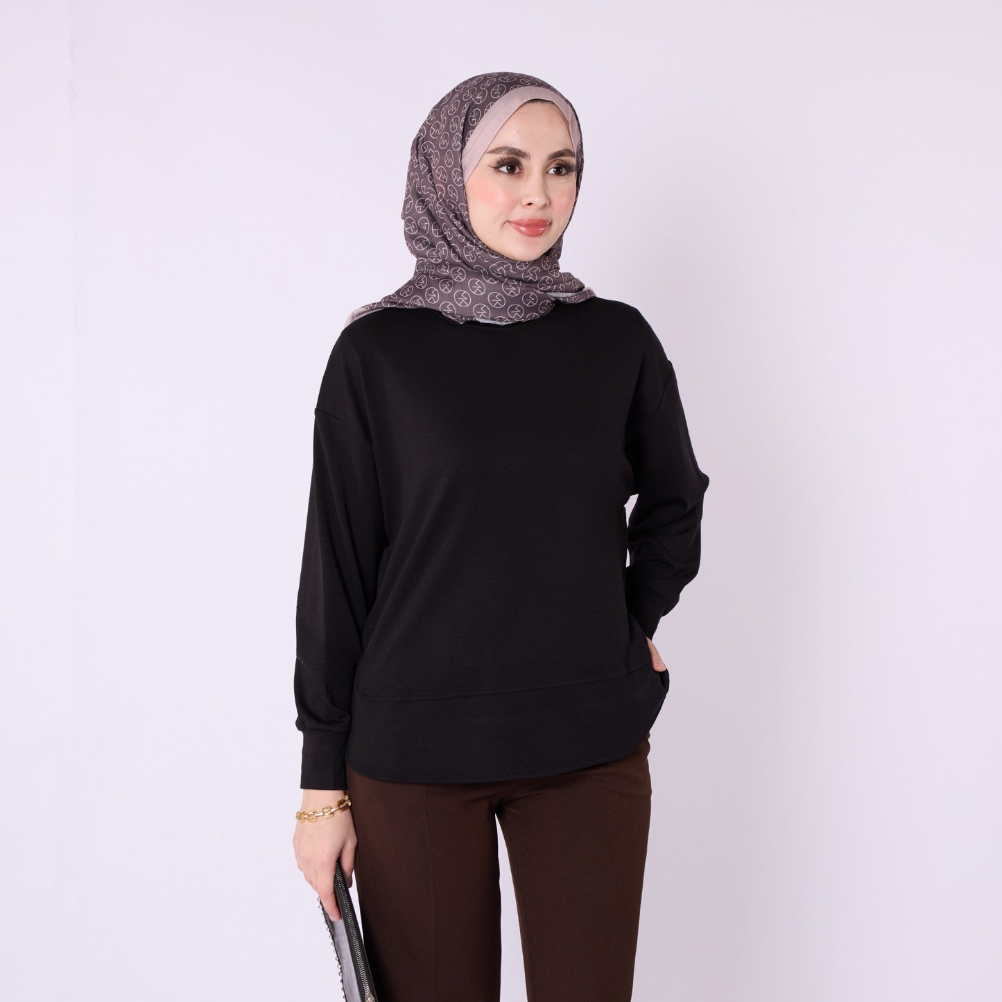 Relaxed Fit Crew Neck Plain Tunic