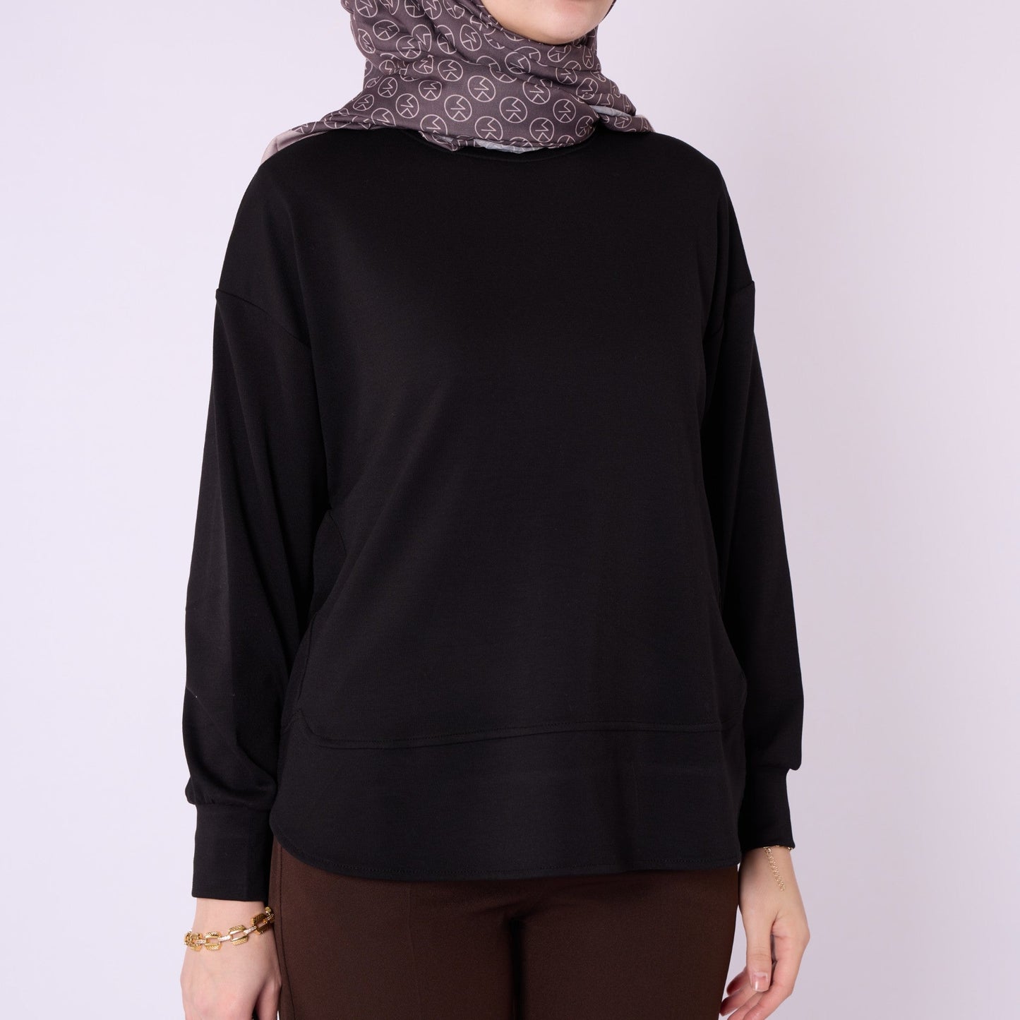 Relaxed Fit Crew Neck Plain Tunic
