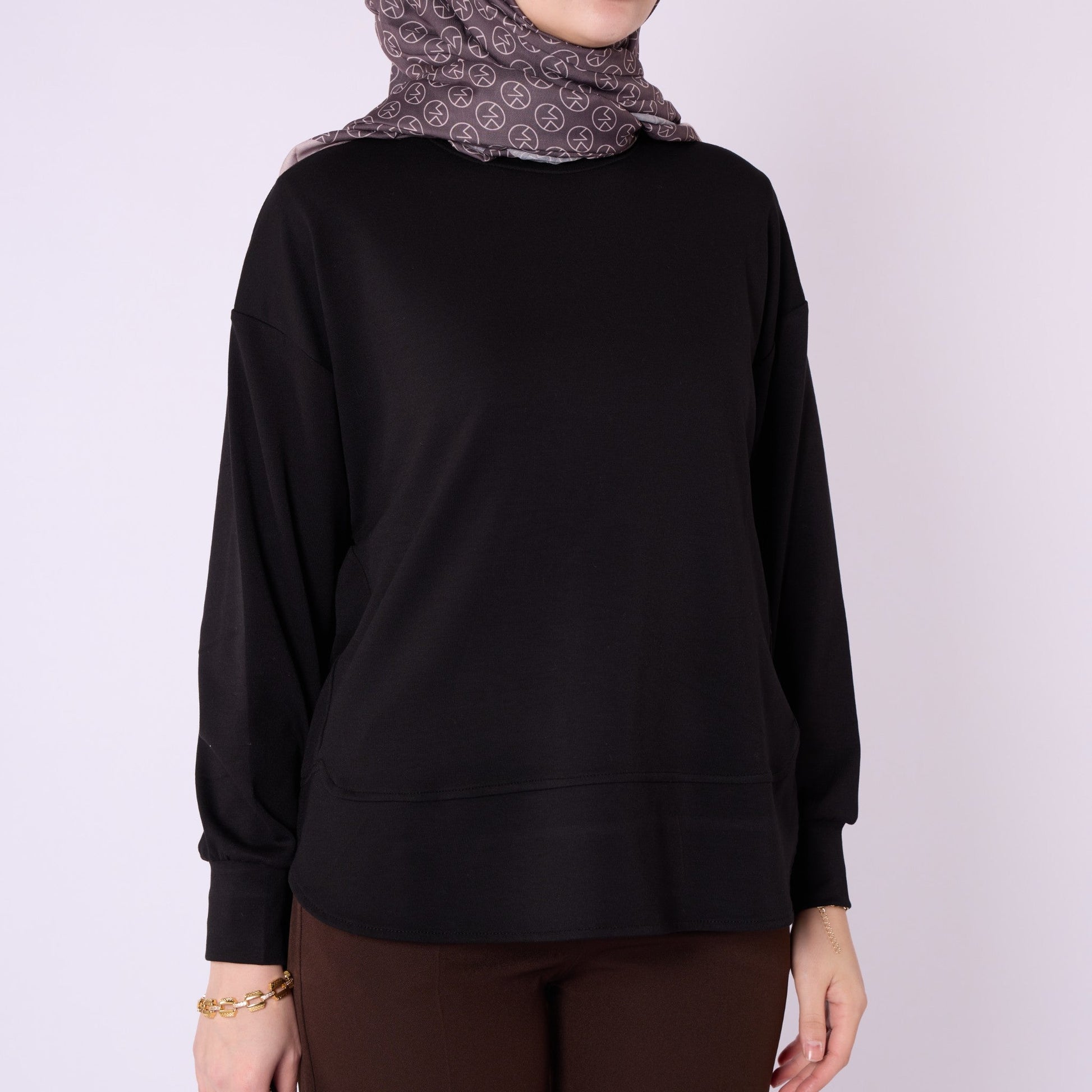 Relaxed Fit Crew Neck Plain Tunic