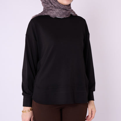 Relaxed Fit Crew Neck Plain Tunic