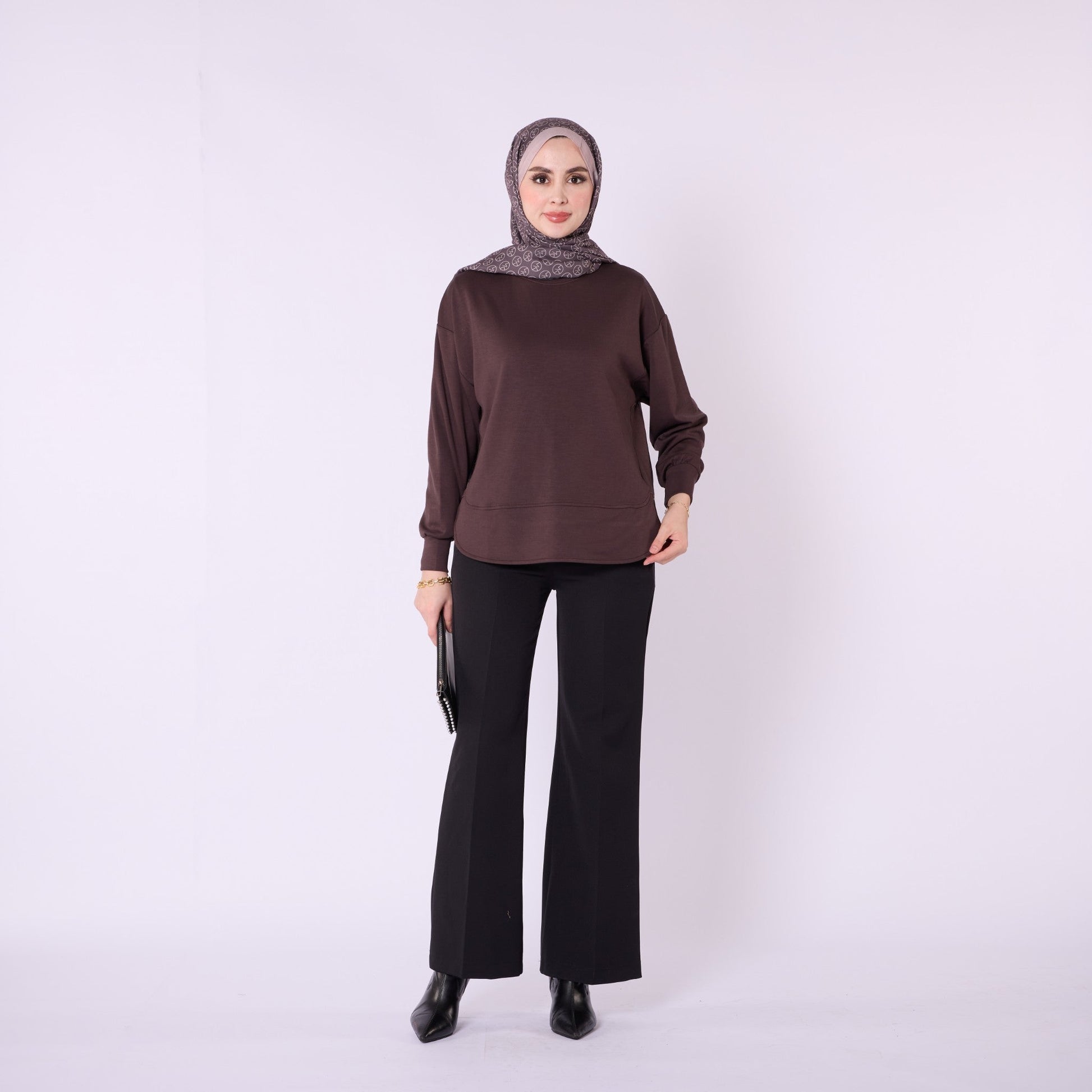 Relaxed Fit Crew Neck Plain Tunic