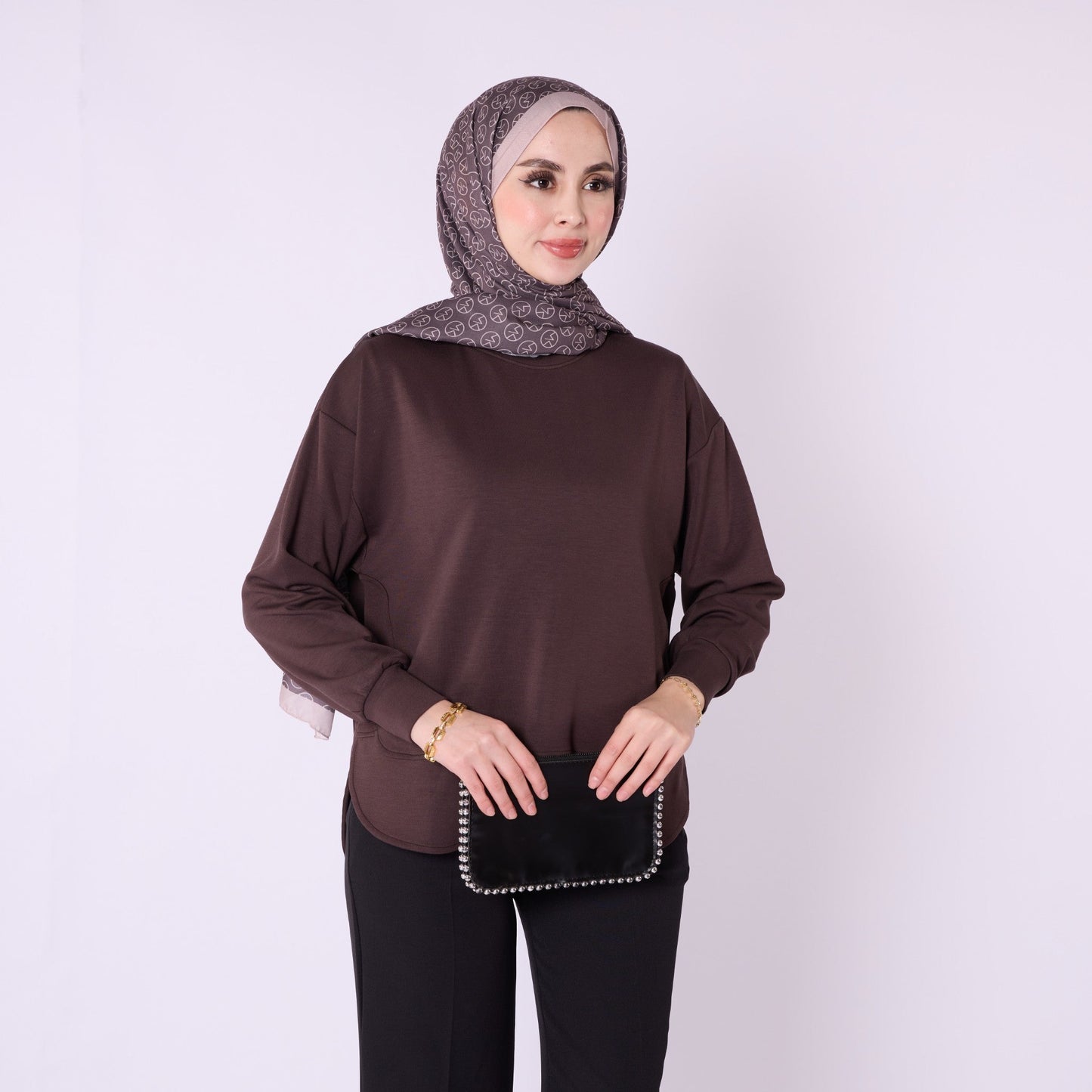 Relaxed Fit Crew Neck Plain Tunic