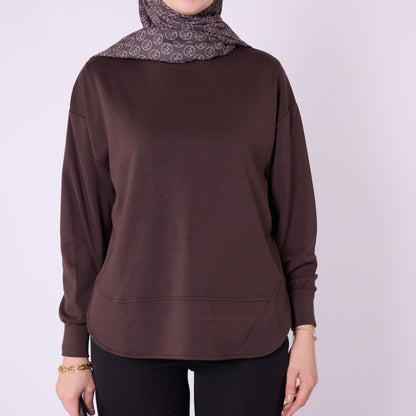 Relaxed Fit Crew Neck Plain Tunic