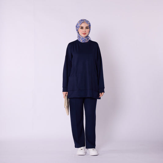 Jersey Two Piece Set With Side Pockets And Elastic Waist Pants