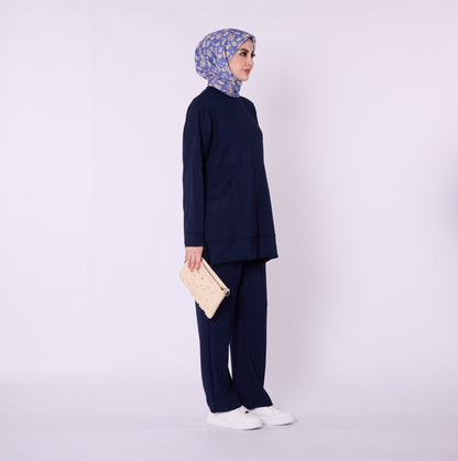 Jersey Two Piece Set With Side Pockets And Elastic Waist Pants