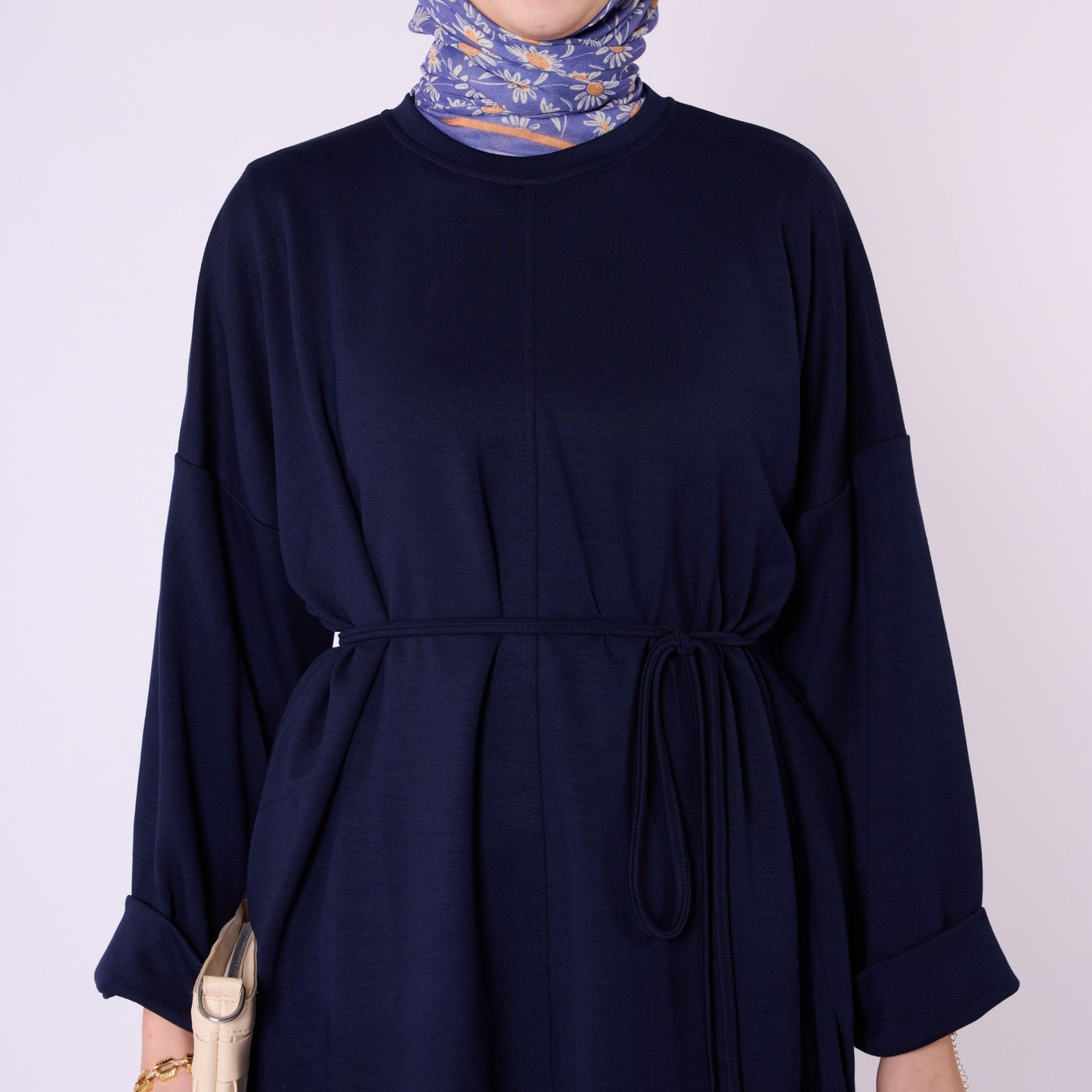 Oversize Pants Set with Drawstring Waist and Sleeve Pleat Detail