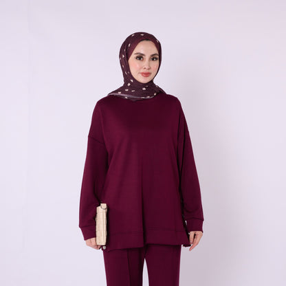 Flare Leg Jersey Two Piece Set With Snap Detail