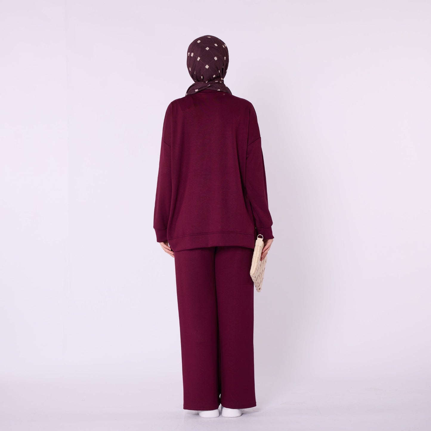Flare Leg Jersey Two Piece Set With Snap Detail