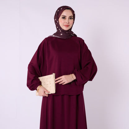 Batwing Sleeve Jersey Two Piece Set With Elastic Waist Skirt