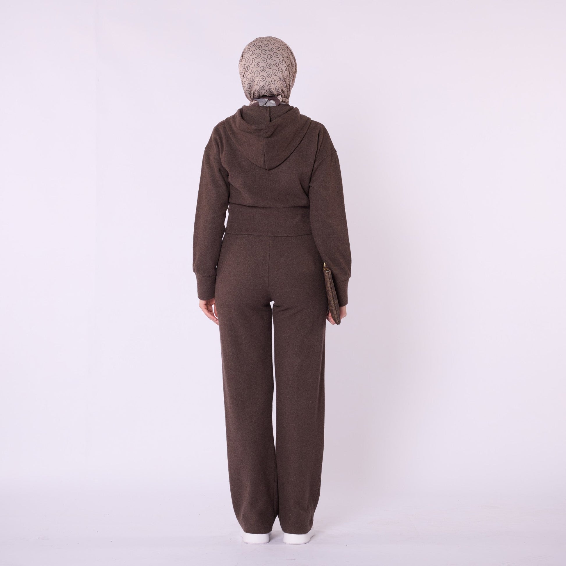 Zip Up Hooded Crop Top and Wide Leg Pocket Pants Set