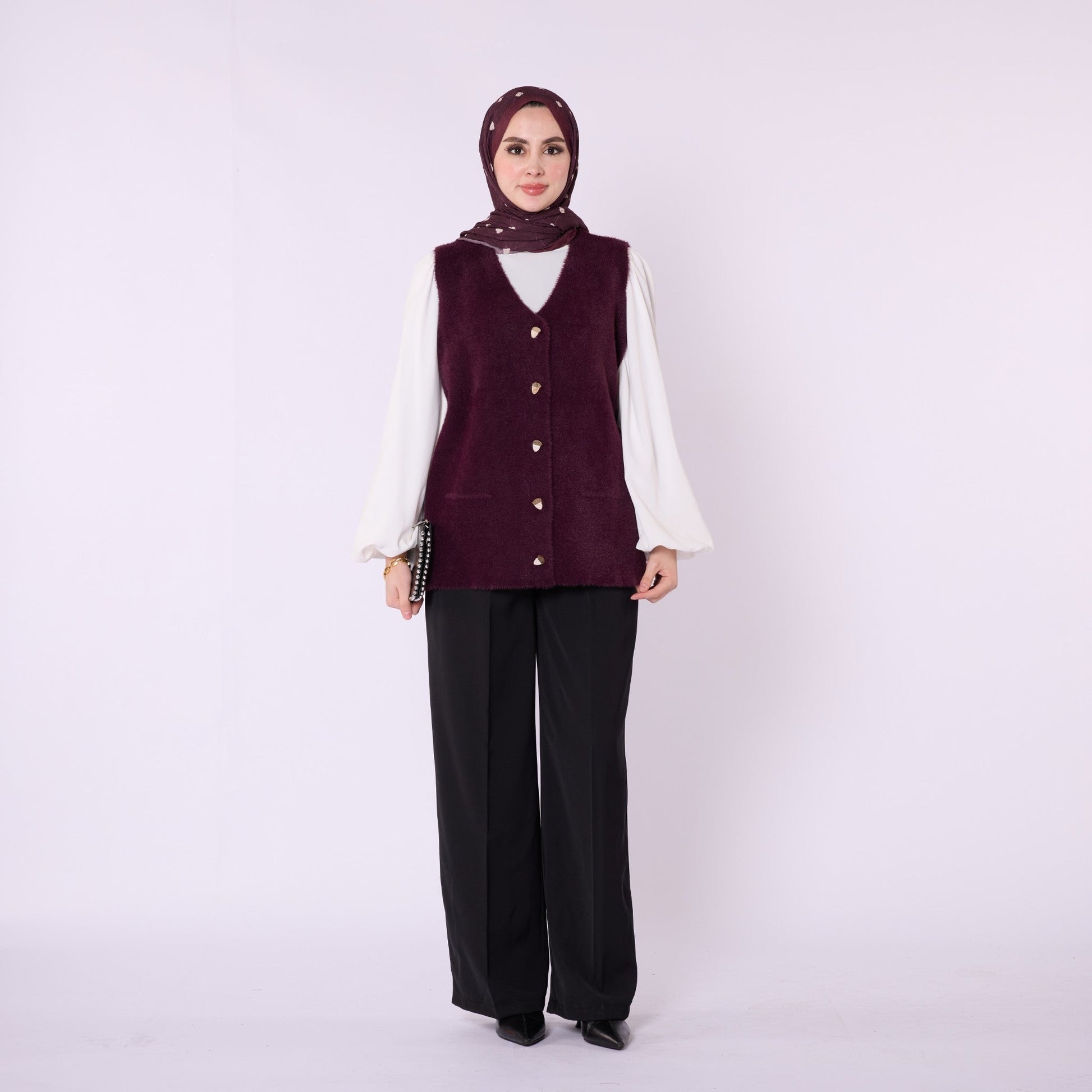 Gold Button Detailed Knitted Waistcoat