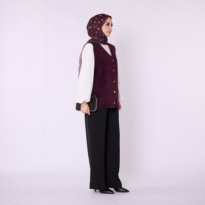 Gold Button Detailed Knitted Waistcoat