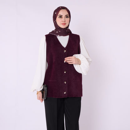Gold Button Detailed Knitted Waistcoat