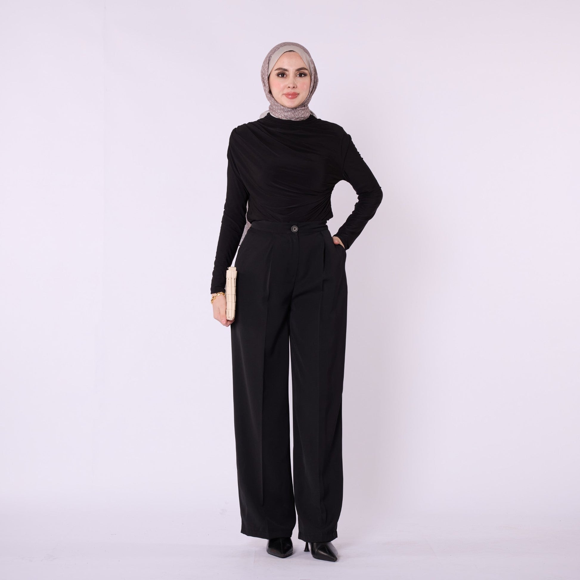 Pleated Wide Leg Classic Look Trousers