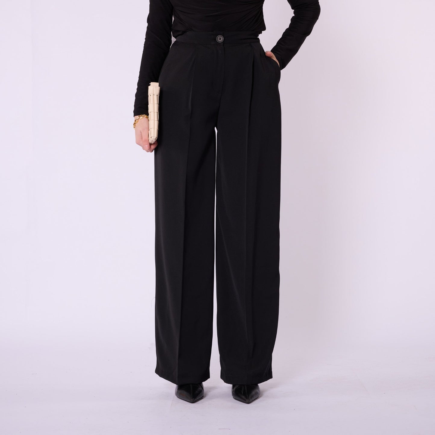 Pleated Wide Leg Classic Look Trousers