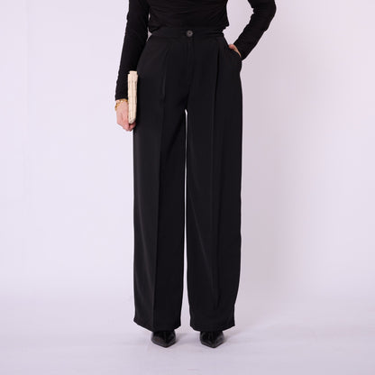 Pleated Wide Leg Classic Look Trousers