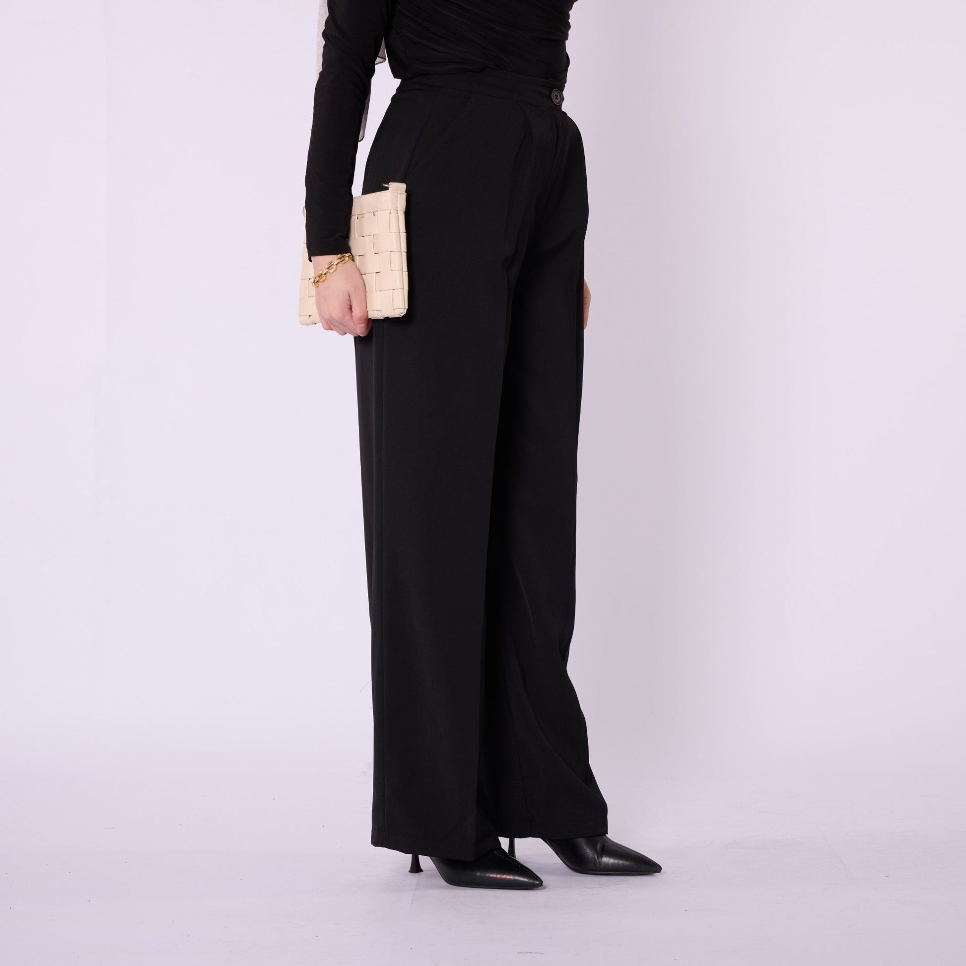 Pleated Wide Leg Classic Look Trousers