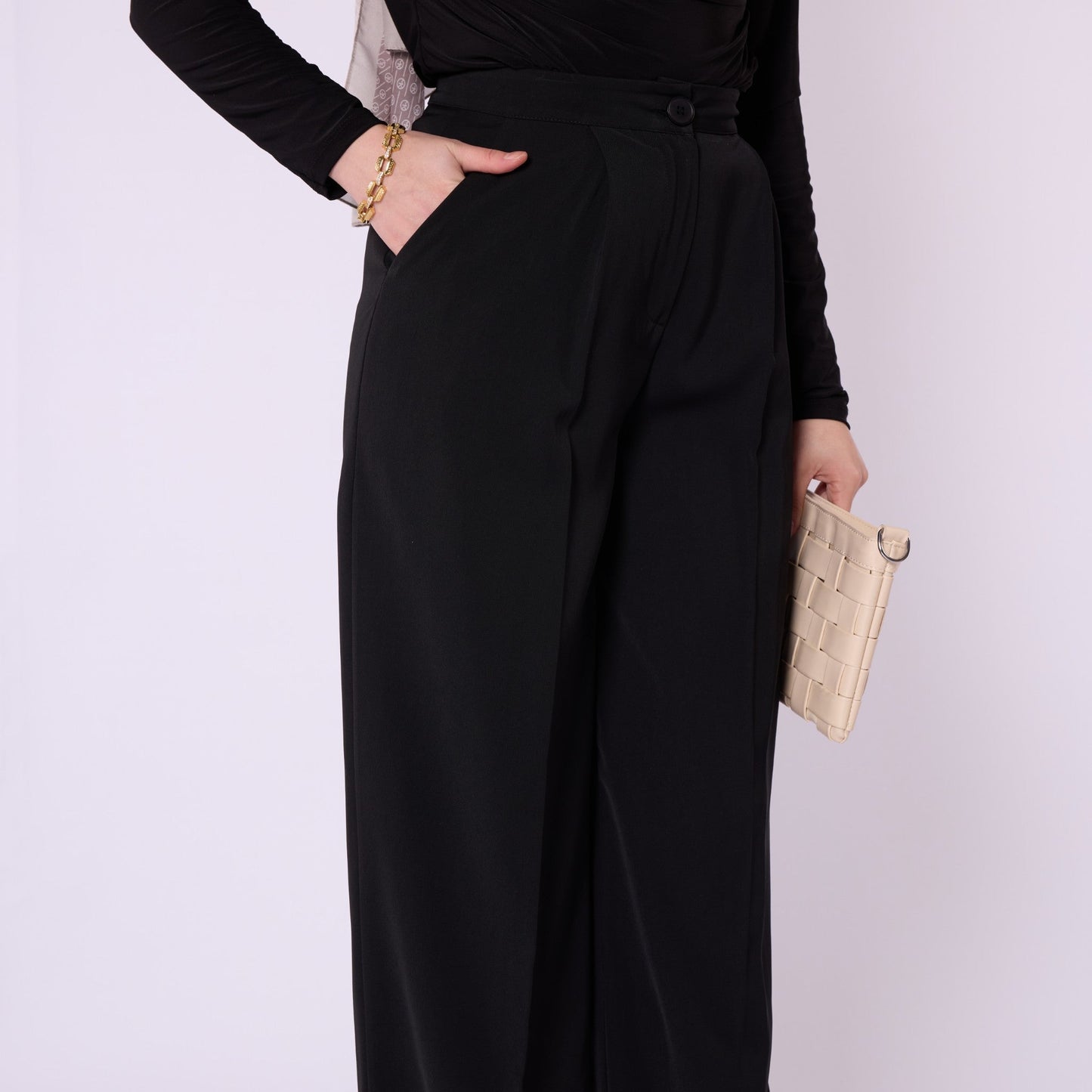 Pleated Wide Leg Classic Look Trousers