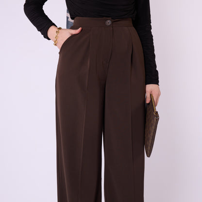 Pleated Wide Leg Classic Look Trousers