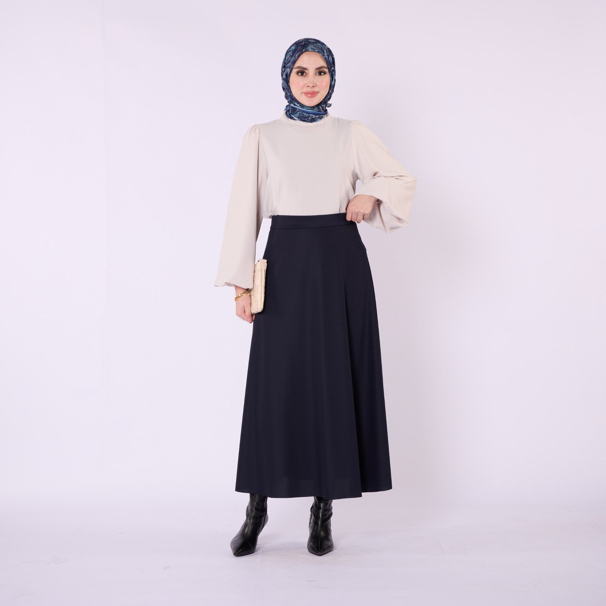 Elastic Waist Straight A Line Winter Skirt