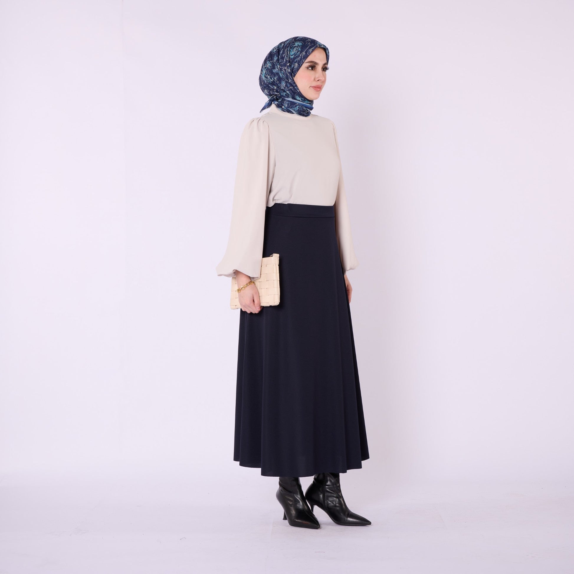 Elastic Waist Straight A Line Winter Skirt