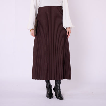 Elastic Waist Pleated Midi Skirt