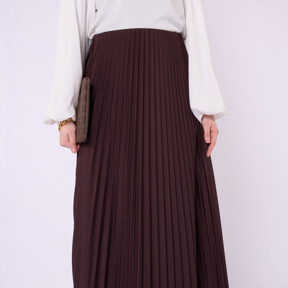 Elastic Waist Pleated Midi Skirt