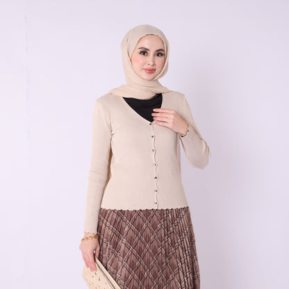 Shiny Button Ribbed Knit Bodysuit Cardigan Design