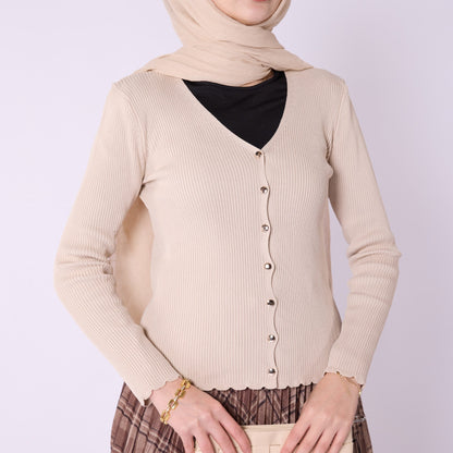 Shiny Button Ribbed Knit Bodysuit Cardigan Design