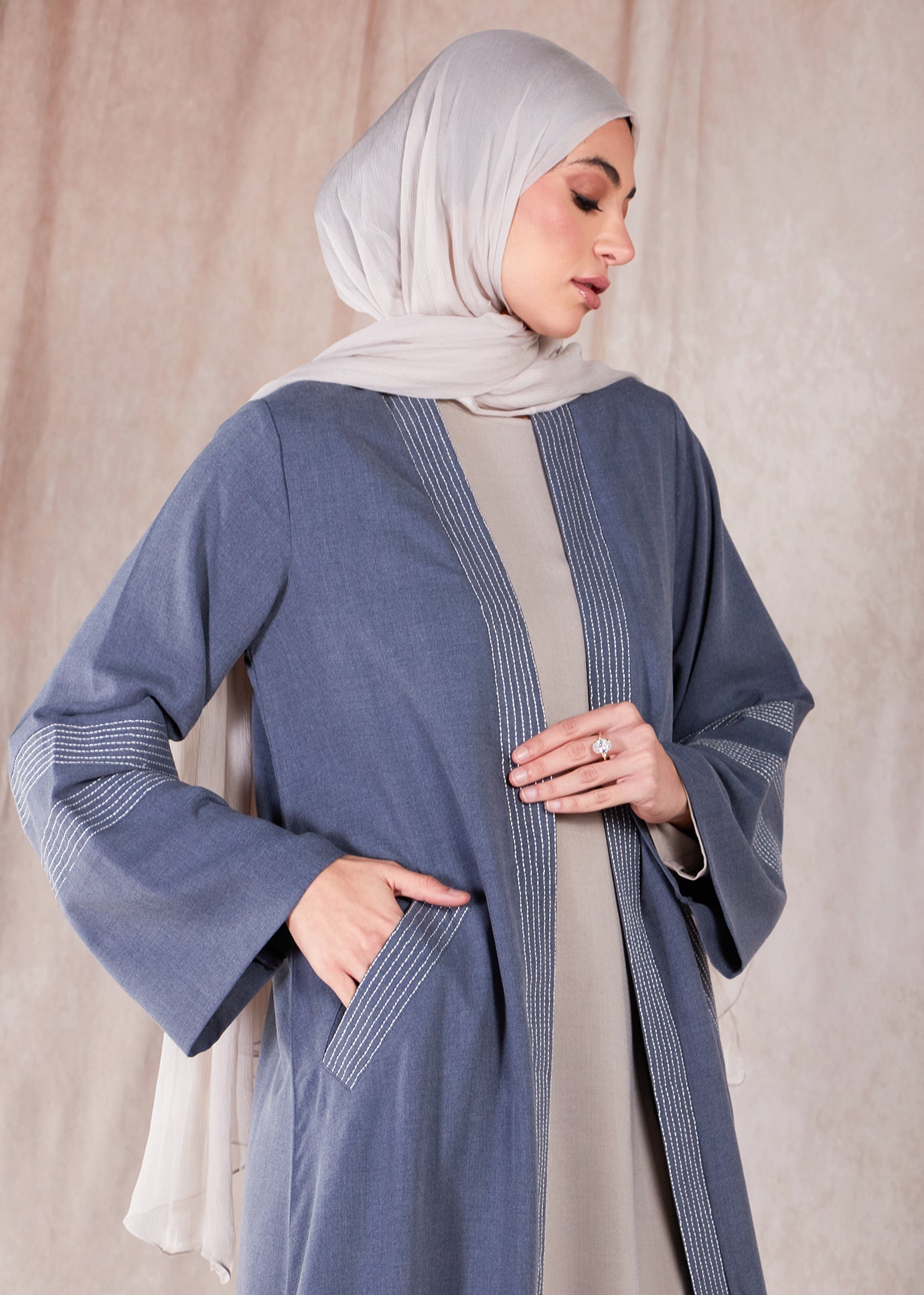 Sashiko Open Abaya - Final Sale