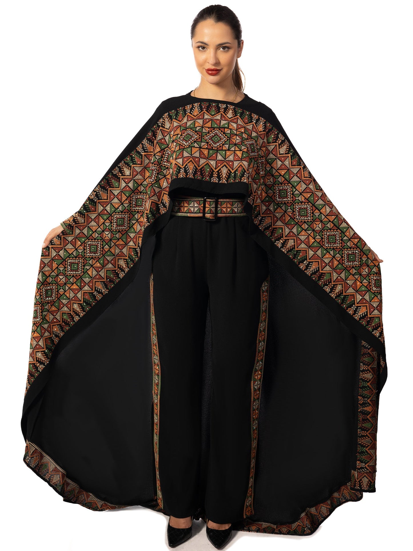 Elegance in Embroidery A Regal Red Jumpsuit