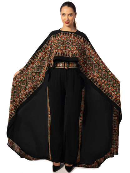 Elegance in Embroidery A Regal Red Jumpsuit