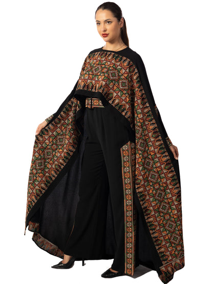 Elegance in Embroidery A Regal Red Jumpsuit