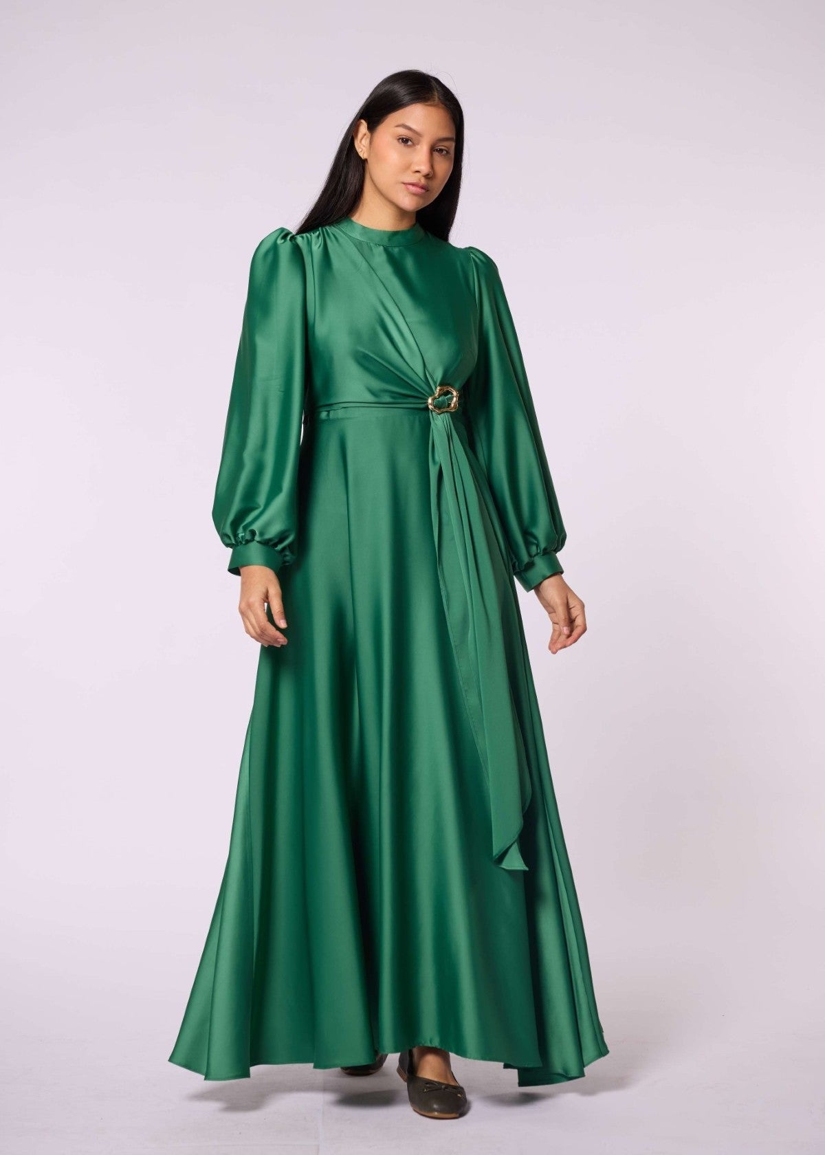 Cross Apron Detail Buckle Accent Dress