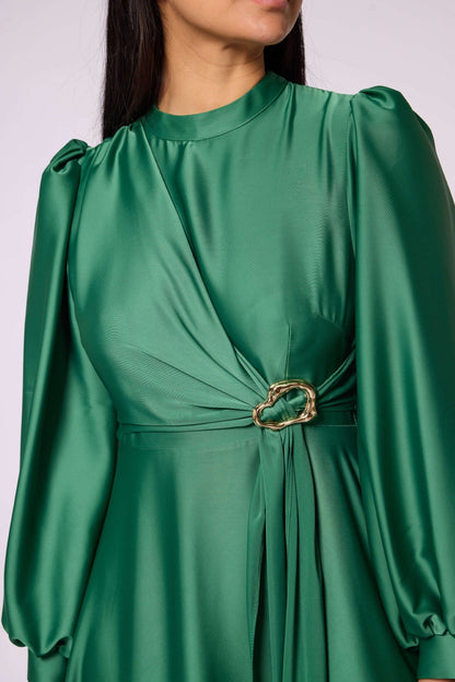 Cross Apron Detail Buckle Accent Dress