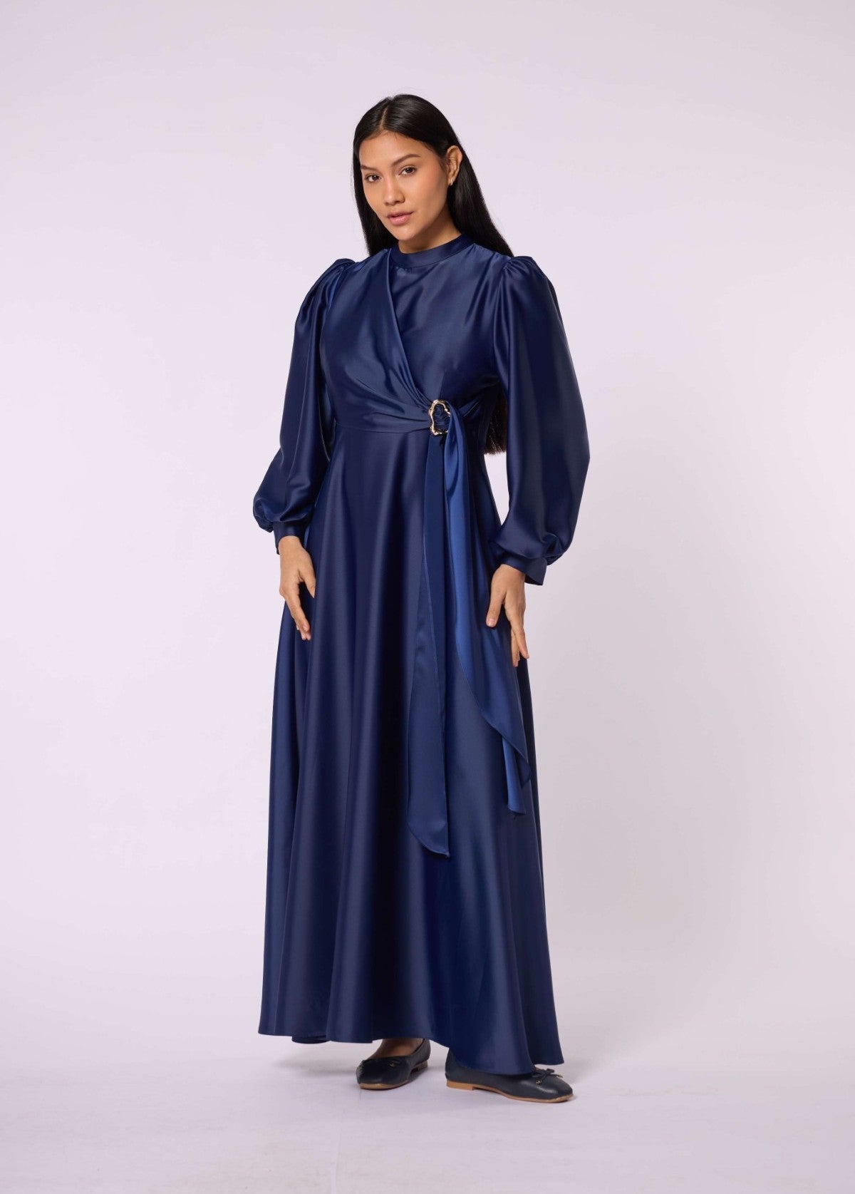 Cross Apron Detail Buckle Accent Dress